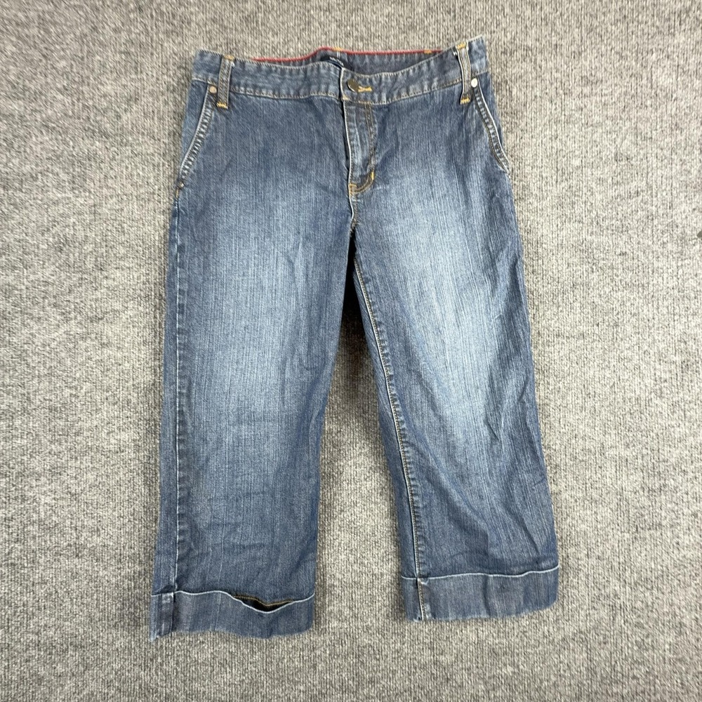 Nautica Capri Jeans Womens 4 Medium Wash Blue Mid Rise Cuffed Stretch Denim